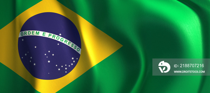 3D rendering of the wave Brazil flag.