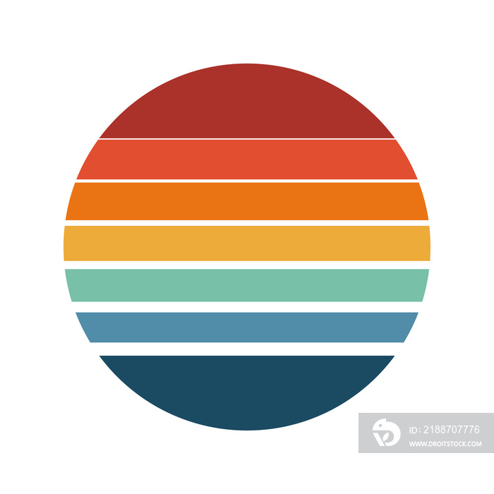 vintage round sunset symbol isolated