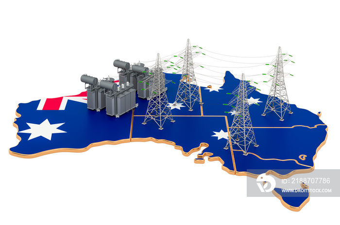 Electrical substations in Australia, 3D rendering