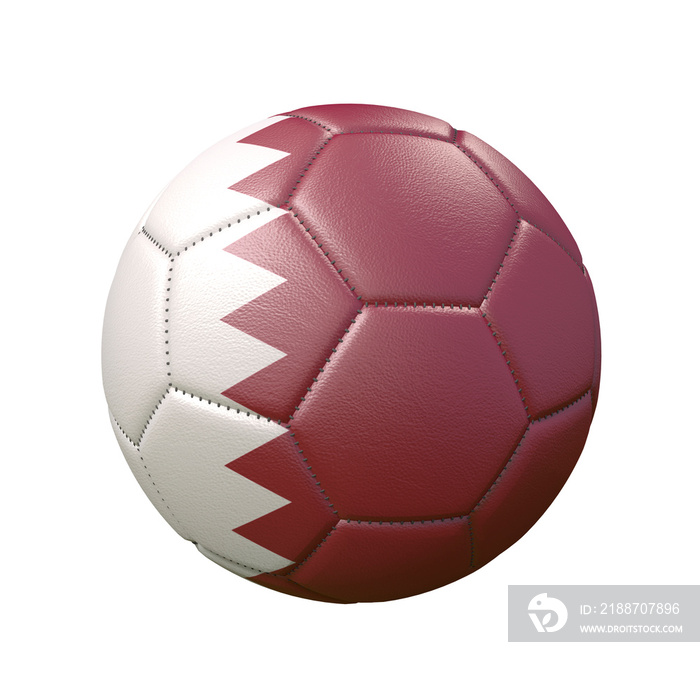 Soccer ball in flag colors isolated on white background. Qatar. 3D image