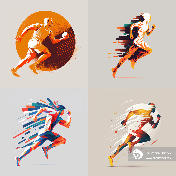 runner runs, athlete, vector image, illustration, vector, 2d, icon, color 2048x2048, tourism, palm tree, sunny sand, sea,