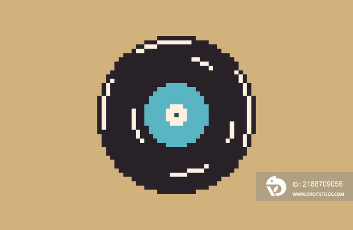 Vinyl record pixel art illustration