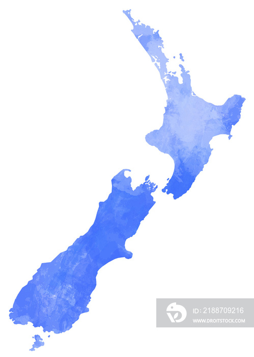 New Zealand map water color illustration styles isolated on transparent background.