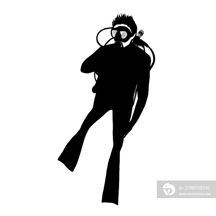 Male scuba diver silhouette illustration