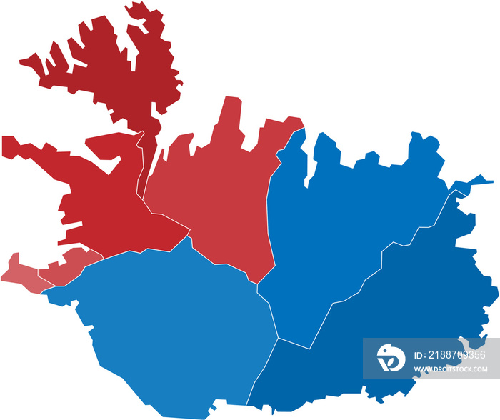 Iceland political map divide by state