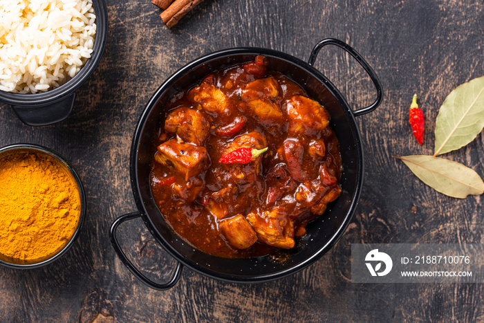 Curry chicken tikka masala with rice