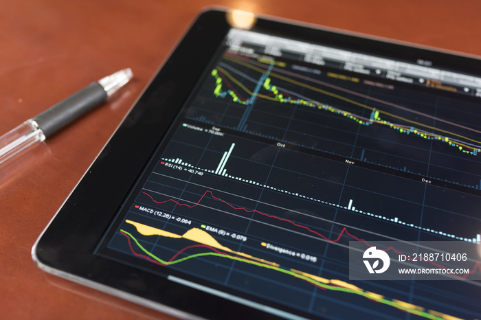 Stock graph with tablet