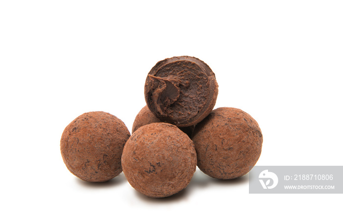 chocolate truffles isolated