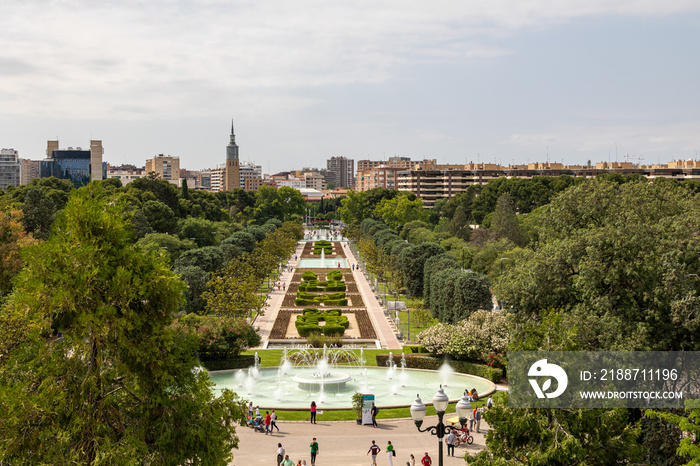 big green park in saragossa spain on a warm sunny day lookout point