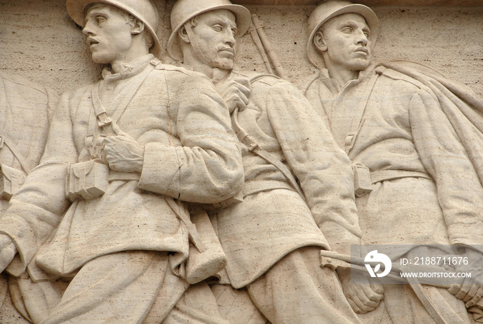 Sculptural bas-reliefs in the new courtyard of Palazzo Bo where the University of Padua is located