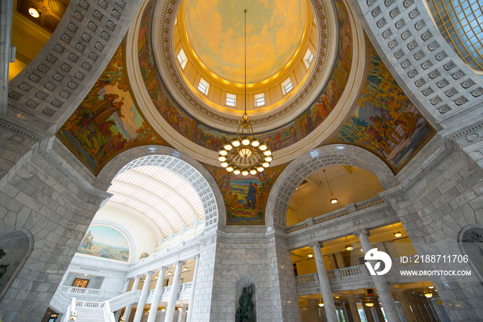 Cupola of Utah State Capitol in Salt Lake City, Utah, USA.