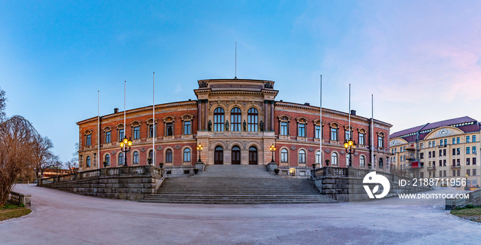 Sunset view of Building of the University of Uppsala in Sweden