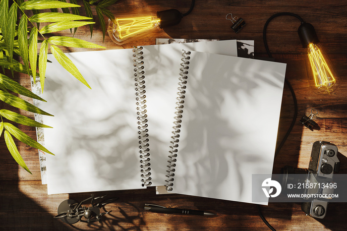 Spiral notebooks mockup. 3D rendering