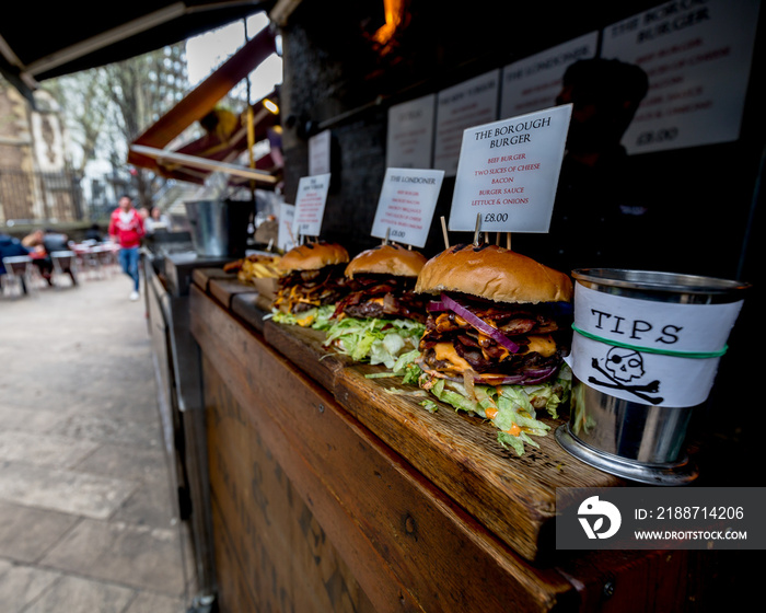 street food hamburger at the market in London