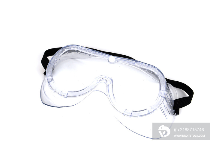 Worker safety glasses on a white background.