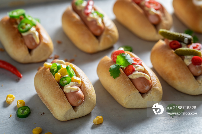 Spicy mini hot dogs as a fast food