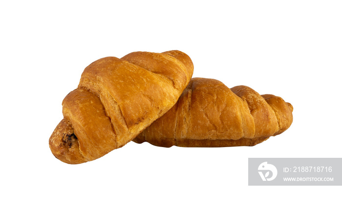 tasty two croissant bread isolated