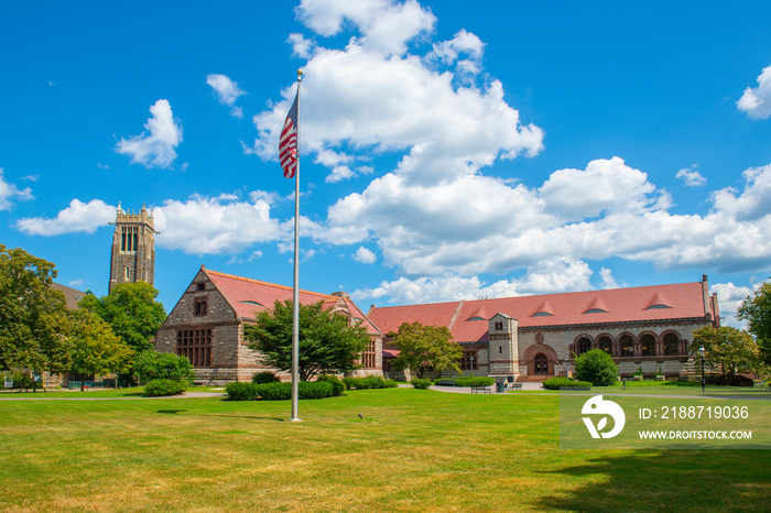 Thomas Crane Public Library is a city library at 40 Washington Street in historic city center of Quincy, Massachusetts MA, USA. The building was built in 1881 with Richardsonian Romanesque style.