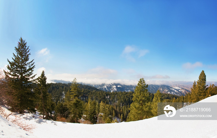 bogus basis ski resort in boise idaho above the city during winter