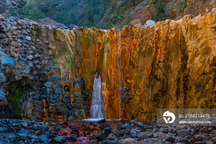 Cascada de Los Colores at caldera de Taburiente at La Palma, Canary islands, Spain