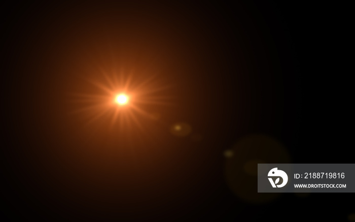 Lens flare glow light effect on black background. image of sun rays light effects, overlays or flare isolated on black background for design