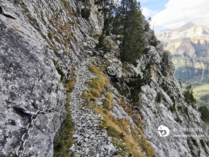 dangerous hiking path with steep cliffs