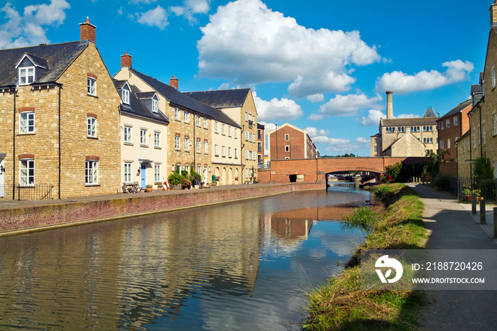 The restored Stroudwater Canal at Ebley, Stroud, Gloucestershire