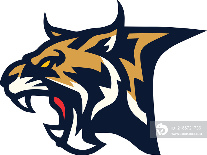 Bobcat Lynx Wildcat Angry Roaring Logo Sports Mascot Design Illustration Icon