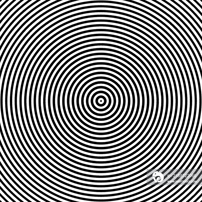 Illusione ottica con cerchi concentrici bianchi e neri
