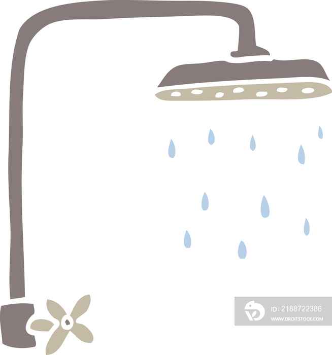 flat color illustration cartoon shower head