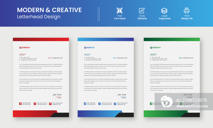 Modern Creative & Clean business style letterhead template design