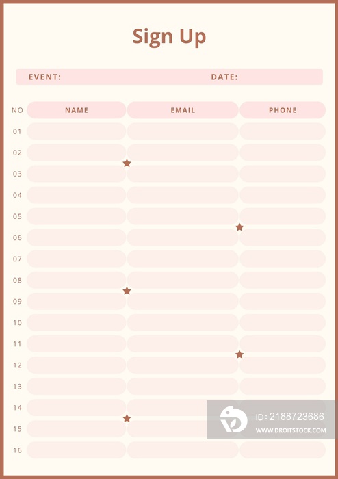 Minimalist Sign Up Sheet Planner