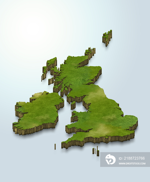 3D map illustration of United Kingdom