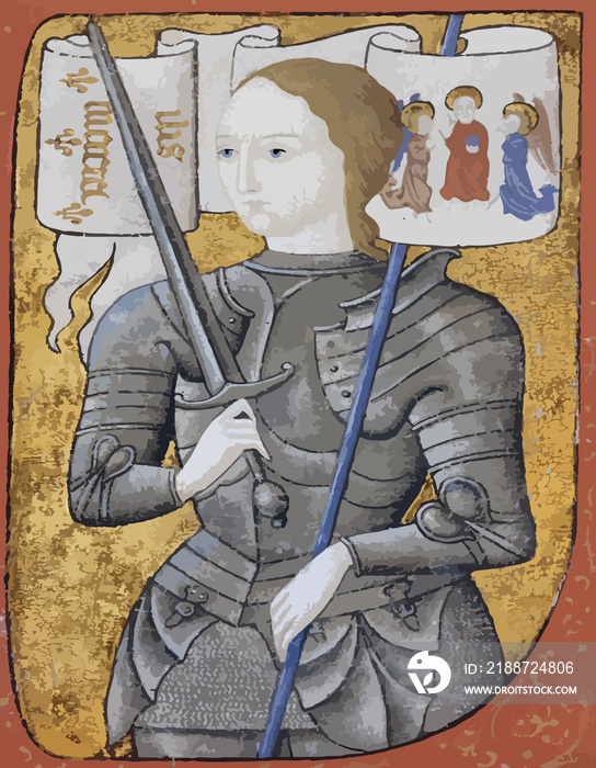 Saint Joan of Arc illustrated illumination in colour