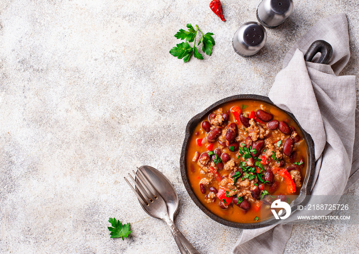 Traditional Mexican dish chili con carne