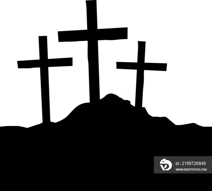 Calvary Crosses Silhouette Illustration