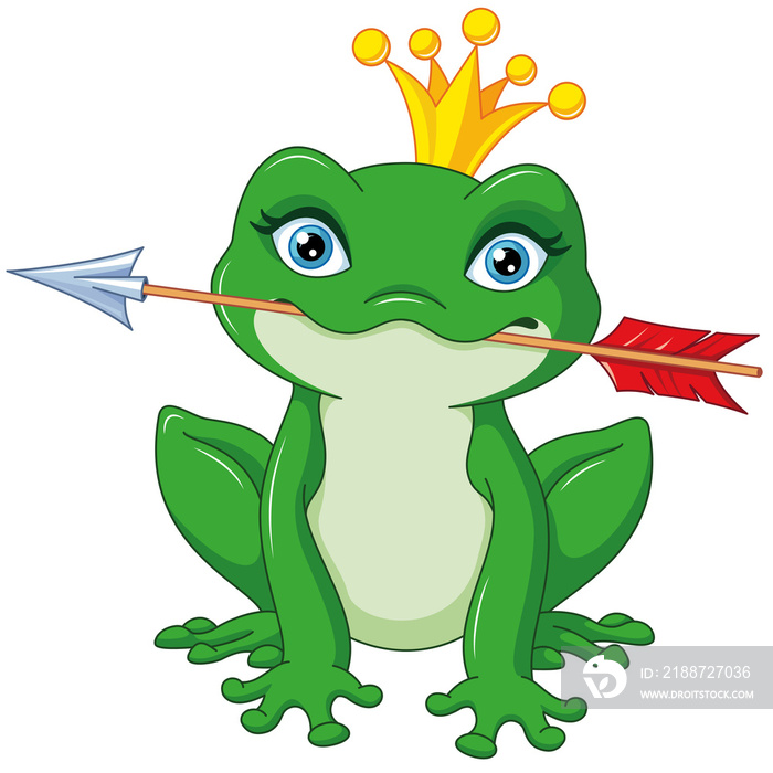 Princess Frog with Arrow Cartoon Illustration
