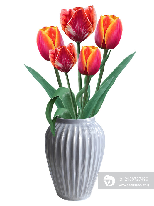 red tulips in a vase illustration