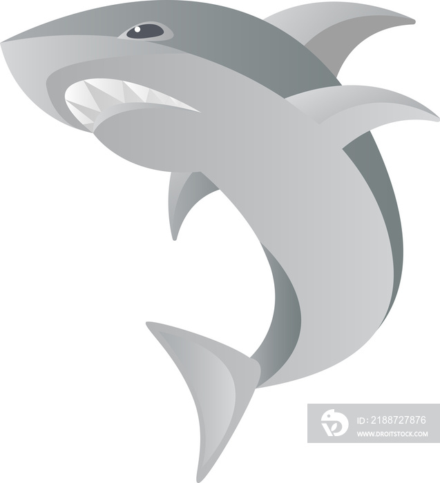 fish shark cartoon illustration isolated object