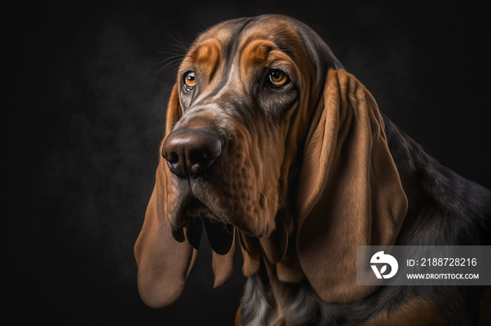 Magnificent Bloodhound: A Captivating Image of the Loyal and Tenacious Breed on a Dark Background