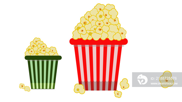 classic popcorn in a bucket for  movie and cinema, netflix or youtube. isolated illustrator without background.