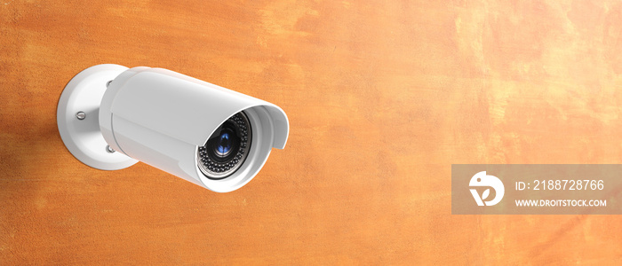 Security Camera CCTV isolated on wall background. 3d illustration