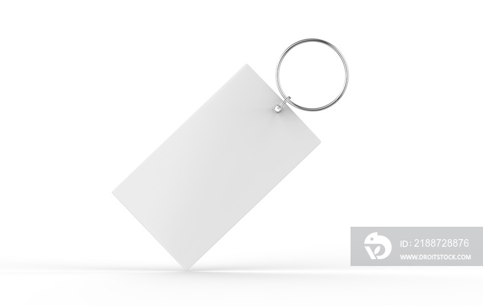 Key tag mockup on isolated white background, ready for design presentation, 3d illustration