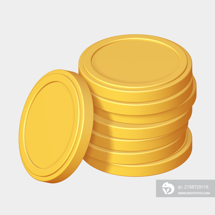 3d render isometric yellow mario style cute cartoon animation stacked money trading finance isolated background minimal simple