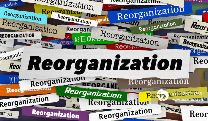 Reorganization New Restructure Change Business Company Disruption Headlines 3d Illustration