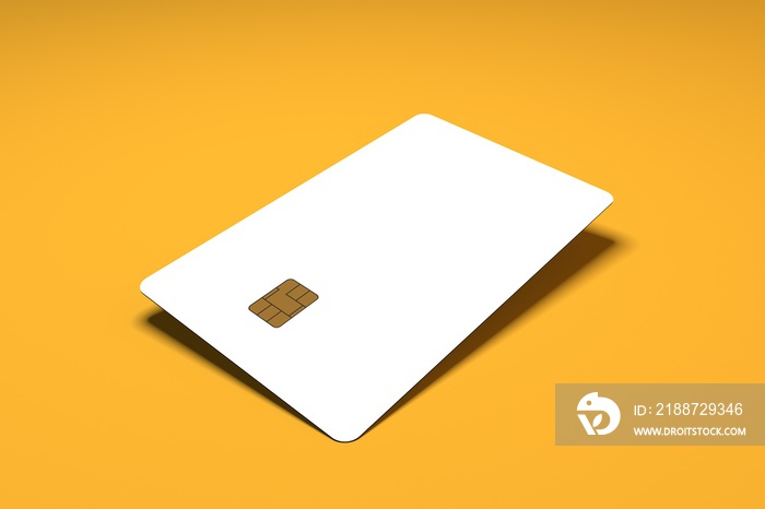 blank credit card on yellow background