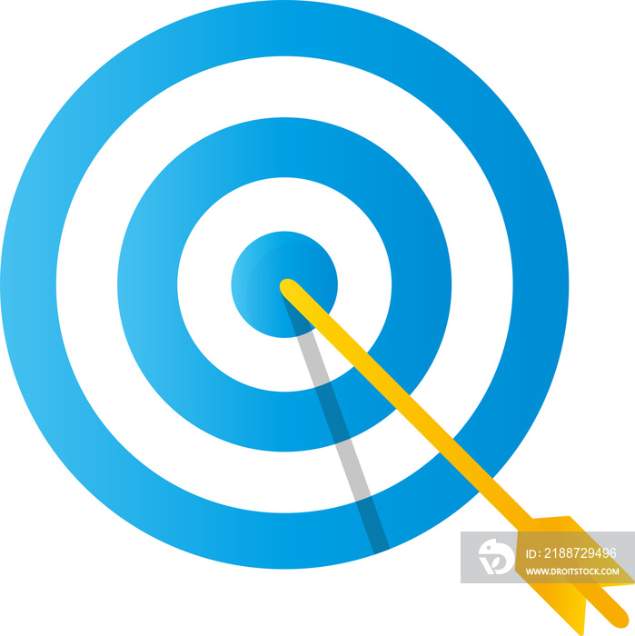Dart board target with arrow flat design
