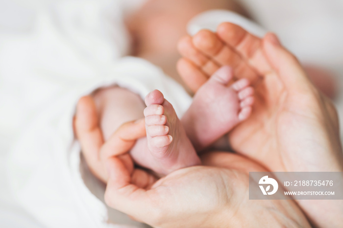 Close-up newborn baby feet.