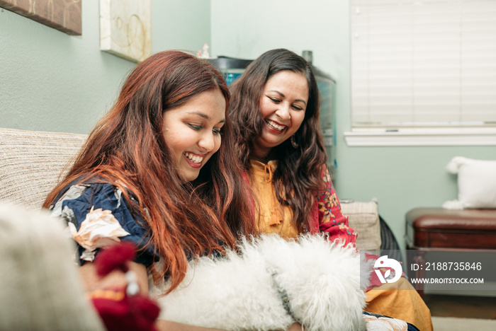 South Asian Mother and daughter portraits at home