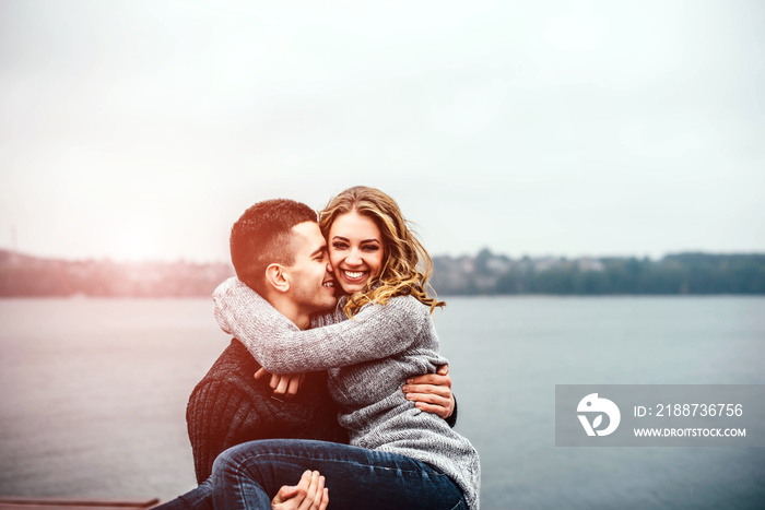 Happy couple have fun outdoor in the park